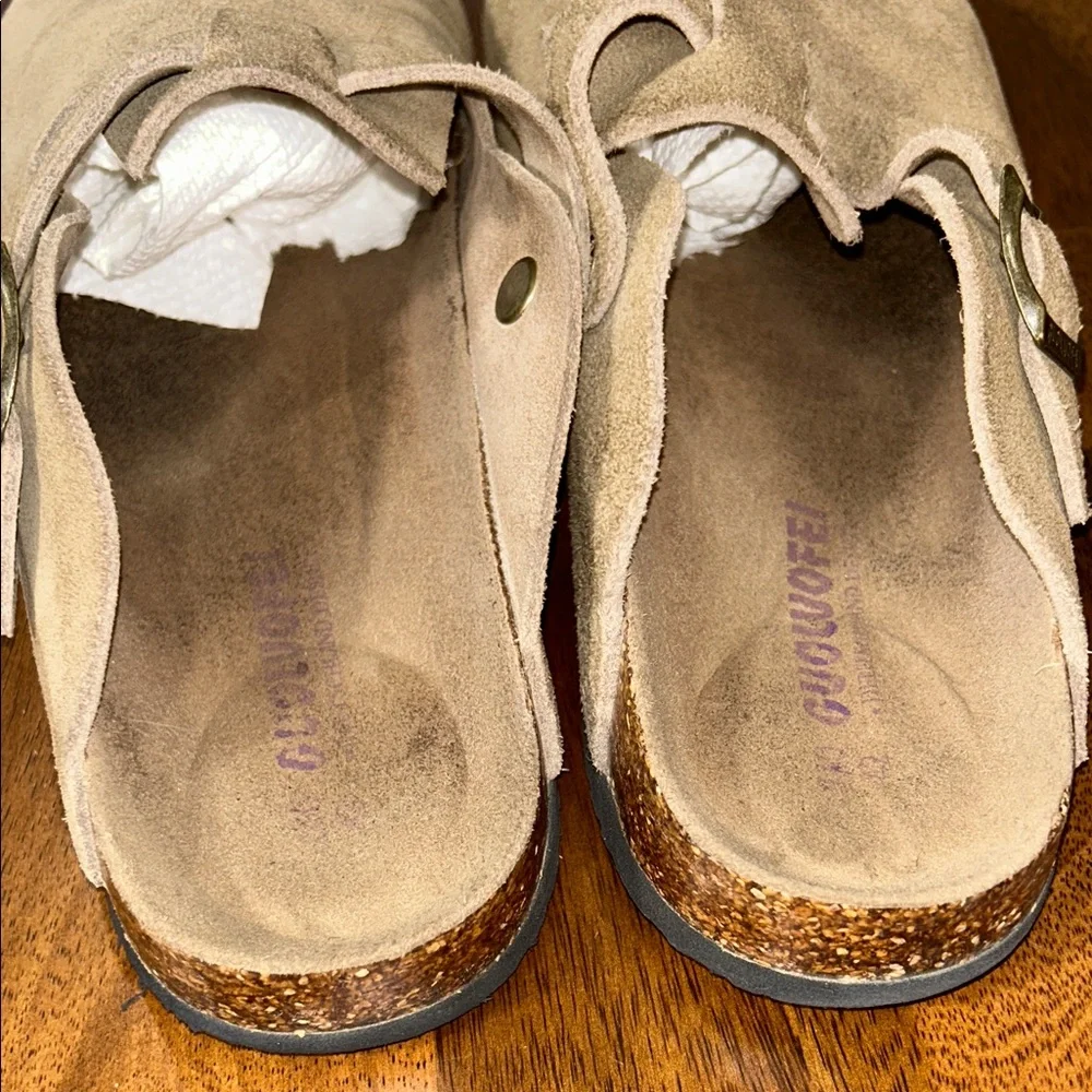 Guoloufei leather suede clogs 8/ 8.5 Men's Beige Slip-On women’s 10/10.5